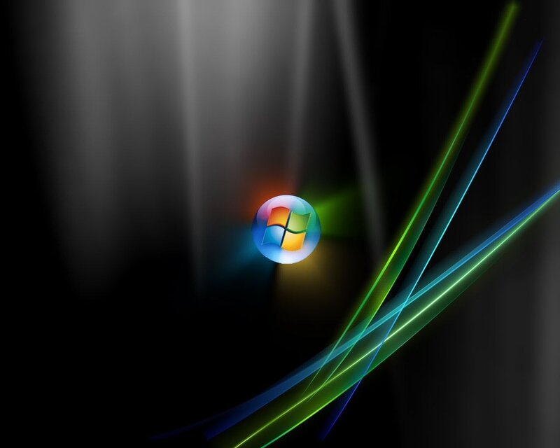 Windows Logo on Dark Background — Black, Light Beams