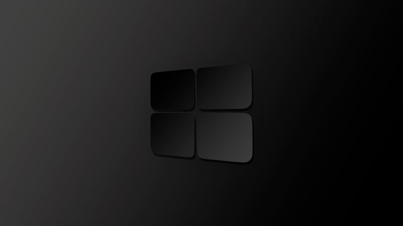 Windows Logo on Dark Background — Black, Minimalist, 3d Render
