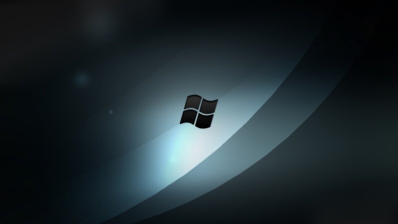 Windows Logo on Dark Background — Black, Minimalist, Digital Art, Blue, Gray