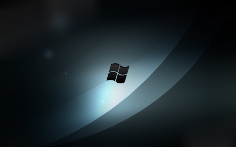 Windows Logo on Dark Background — Black, Minimalist, Digital Art, Light Beam