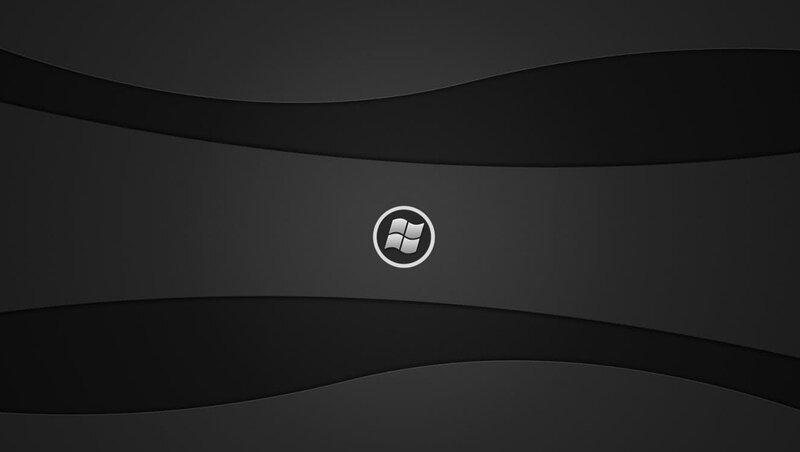 Windows Logo on Dark Background — Black, Neutral, Minimalist, Curved Lines