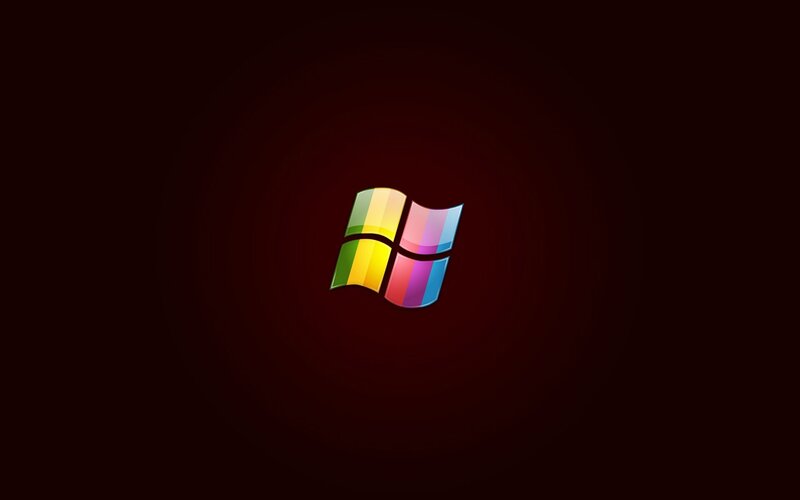 Windows Logo on Dark Background — Black, Red