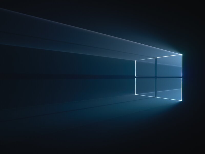 Windows Logo on Dark Background — Blue, Dramatic, Digital Art, Light