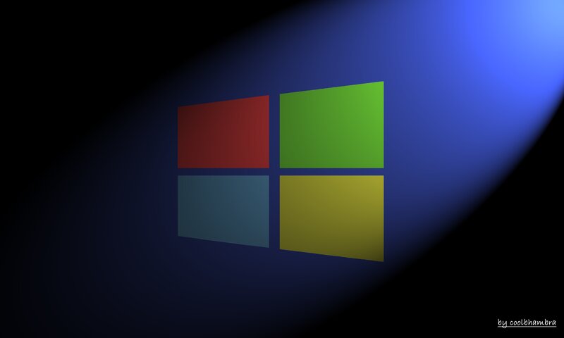 Windows Logo on Dark Background — Blue, Dramatic, Digital Art