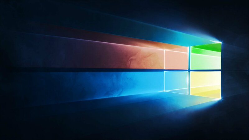 Windows Logo on Dark Background — Blue, Dramatic