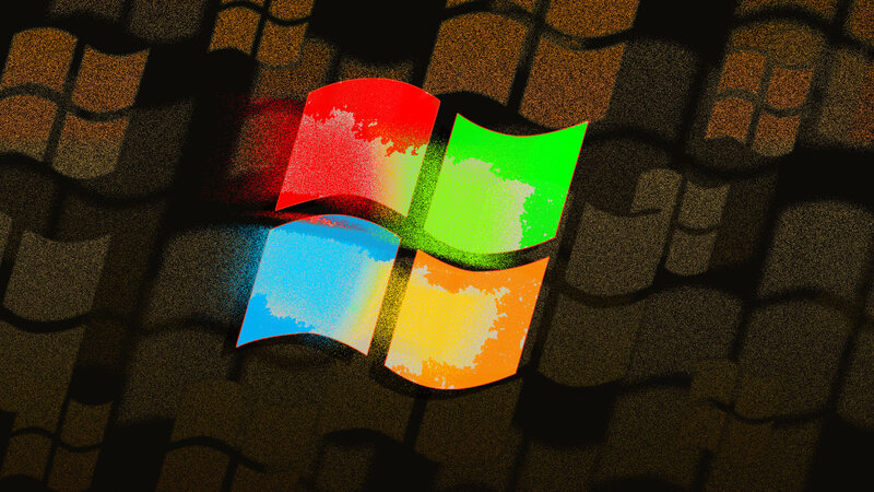 Windows Logo on Dark Background — Red