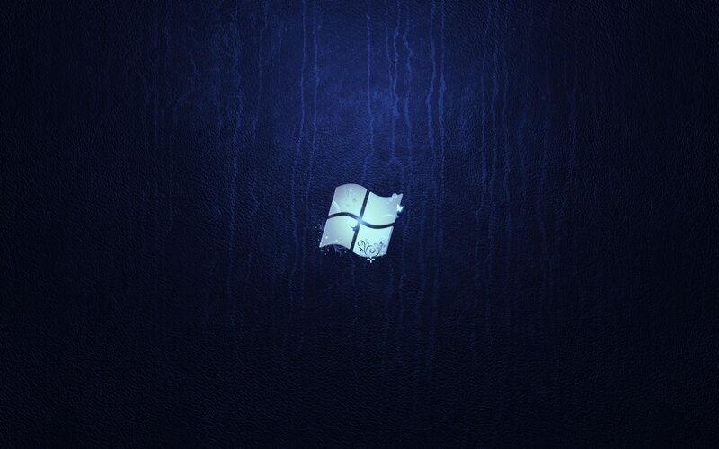 Windows logo on dark blue leather