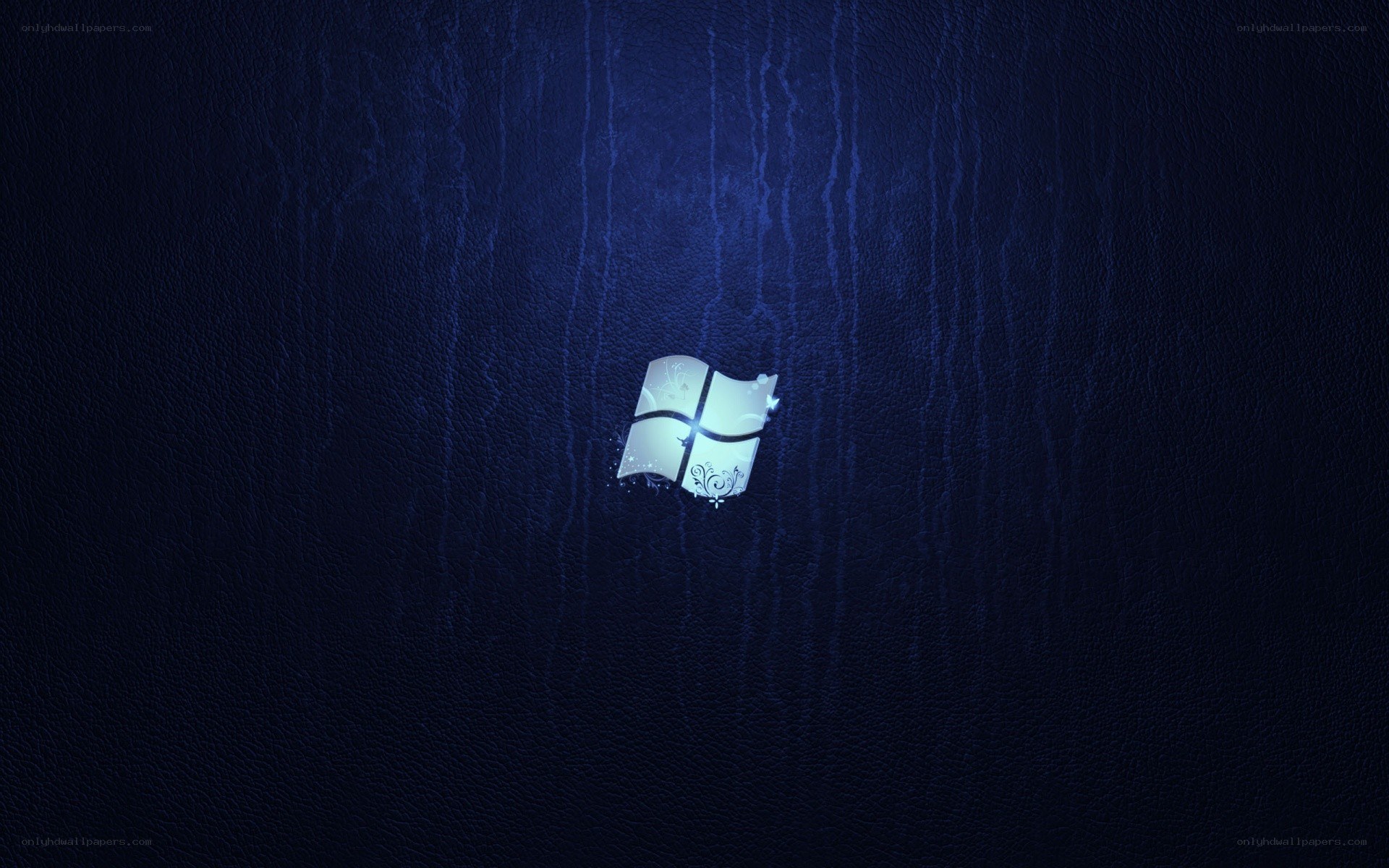 Windows logo on dark blue leather