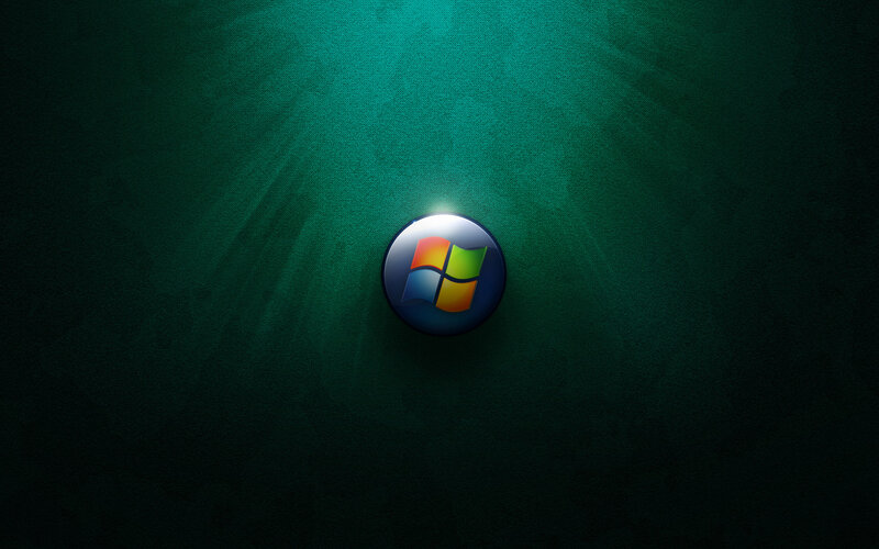Windows logo on dark green background
