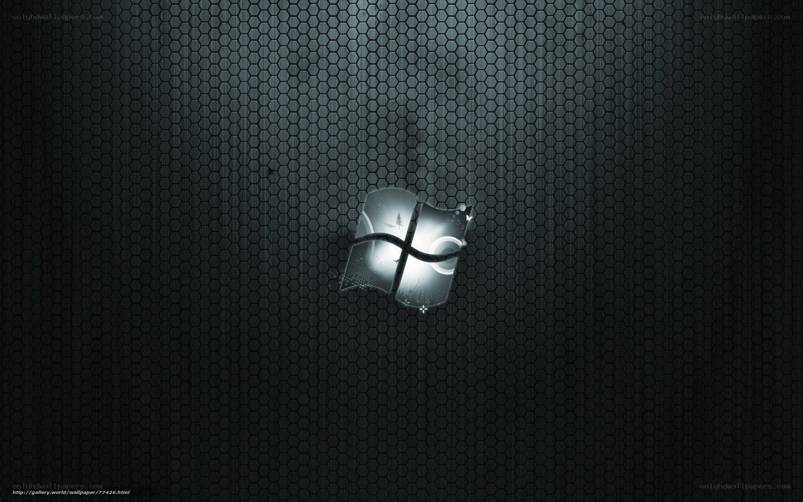 Windows logo on dark hexagonal background