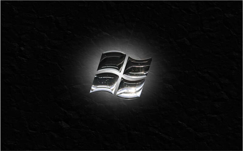 Windows Logo on Dark Surface — Black, Dramatic, 3d Render, Light