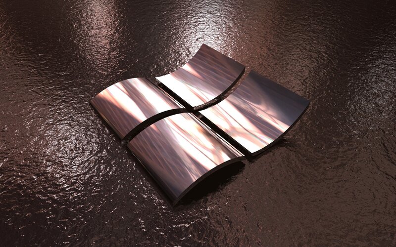 Windows Logo on Dark Surface — Black, Dramatic, 3d Render
