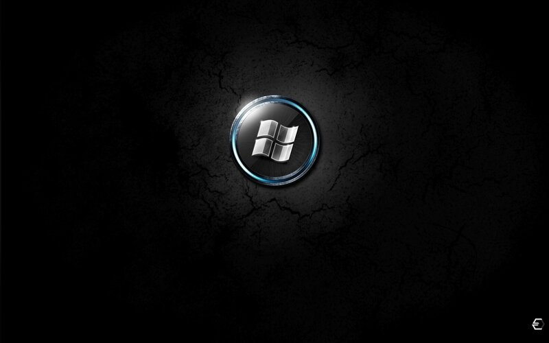 Windows Logo on Dark Surface — Black, Dramatic, Digital Art