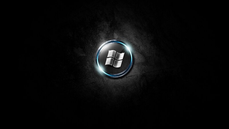Windows Logo on Dark Surface — Black, Dramatic
