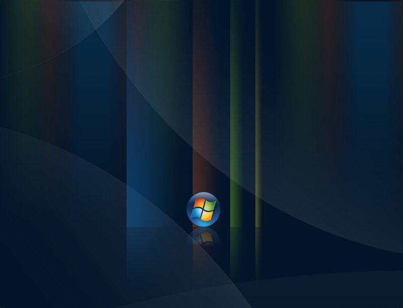 Windows Logo on Desktop — Blue, Minimalist
