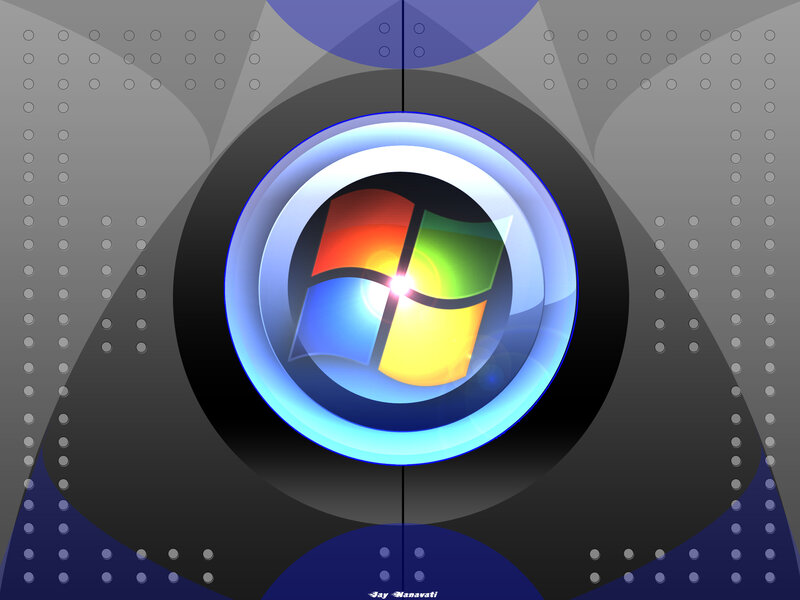 Windows Logo on Digital Background — Blue