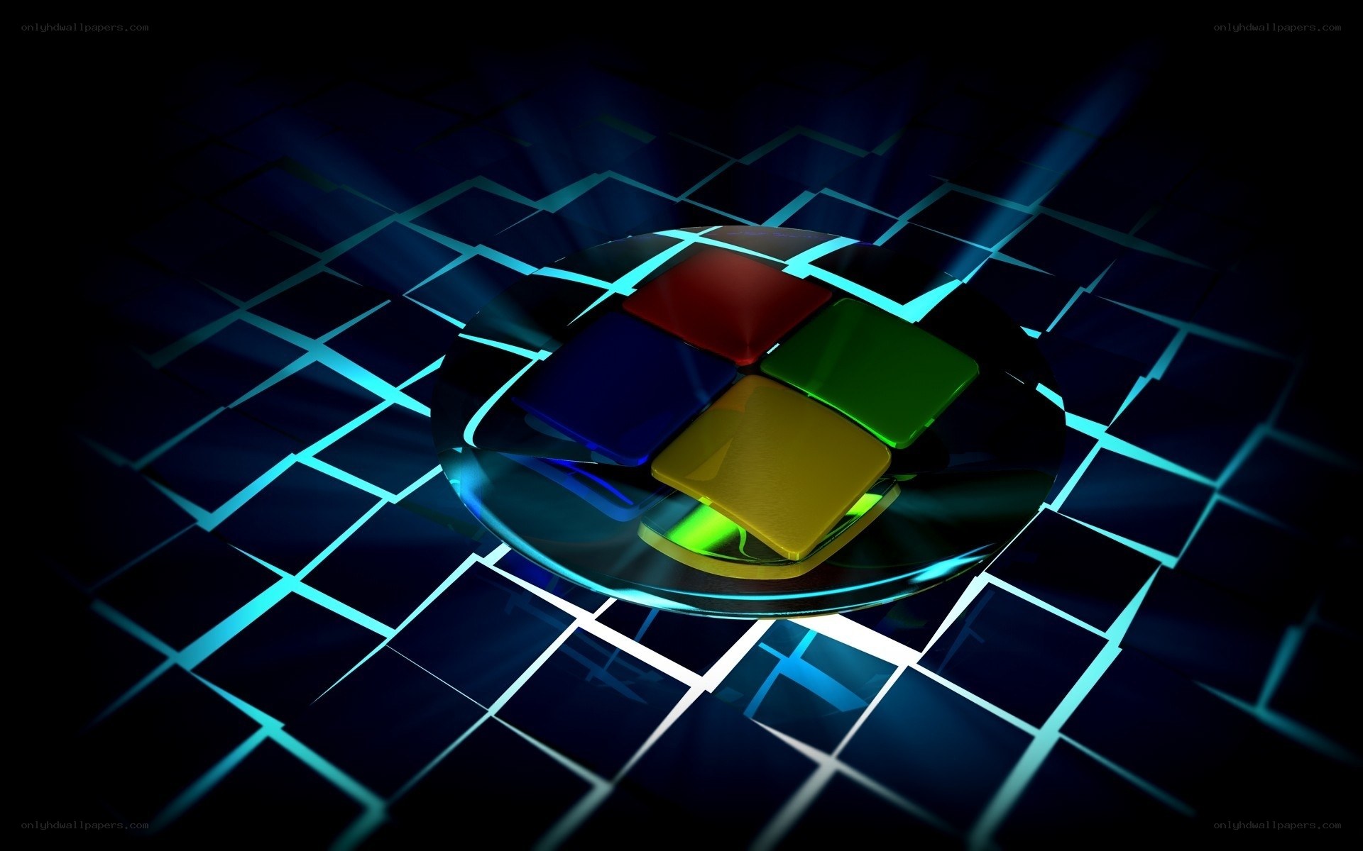 Windows logo on digital grid