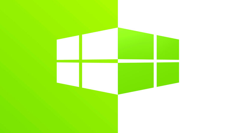Windows Logo on Gradient — Green, Minimalist
