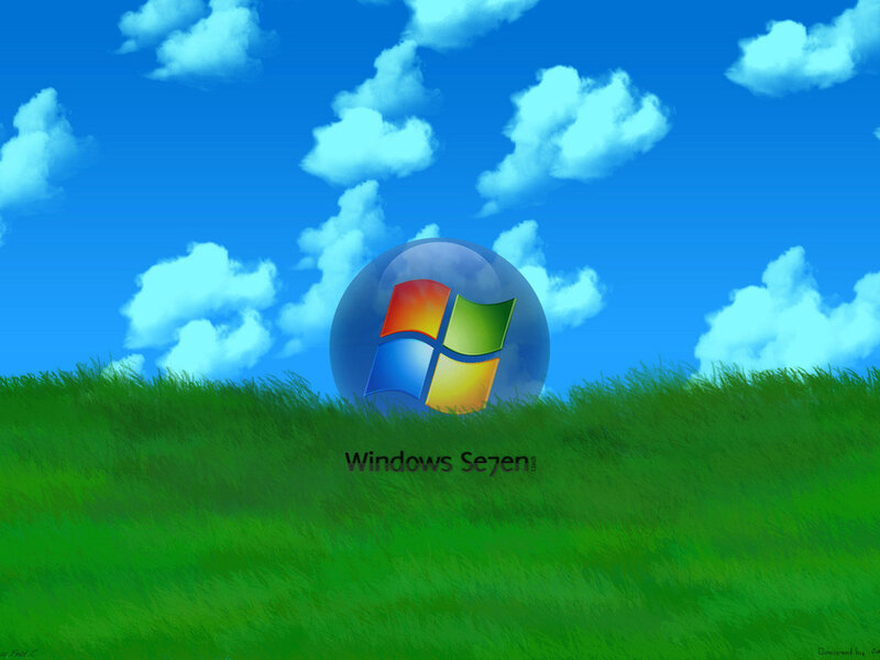 Windows Logo on Grass — Green