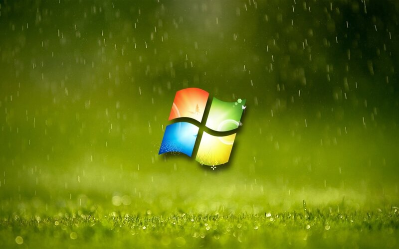 Windows logo on grassy field