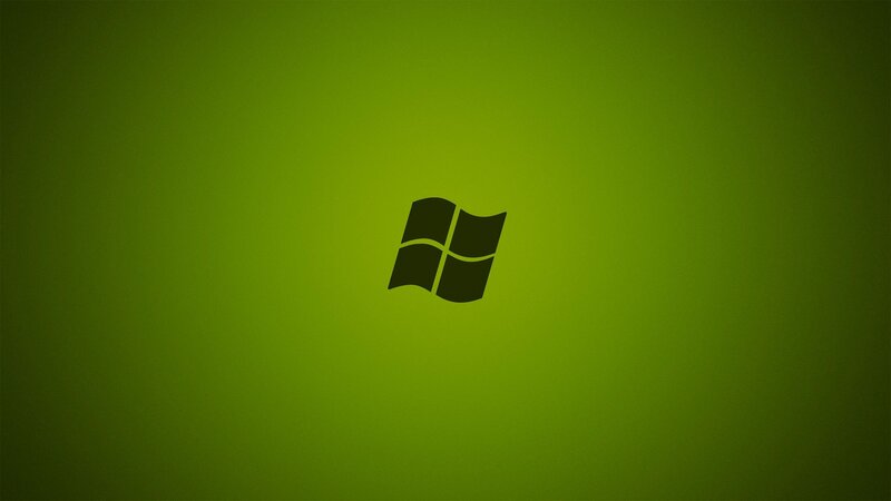 Windows logo on green background