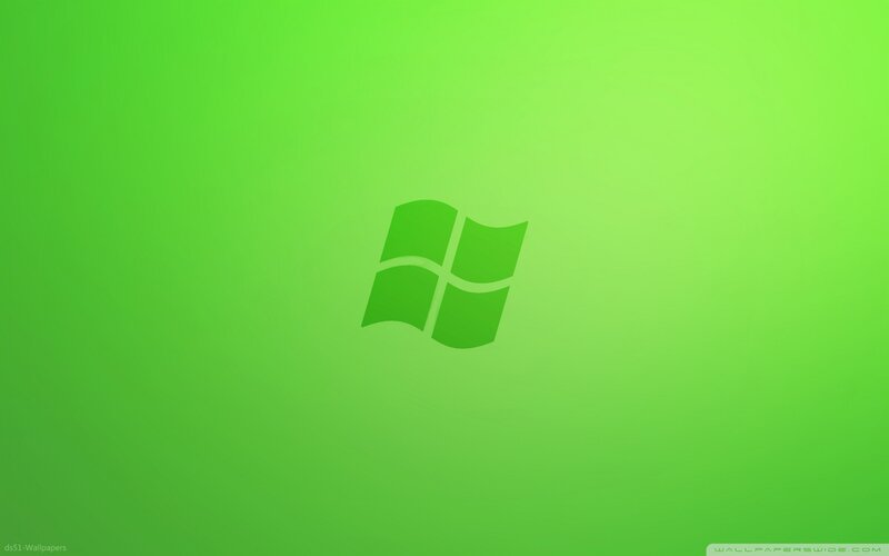 Windows logo on green background