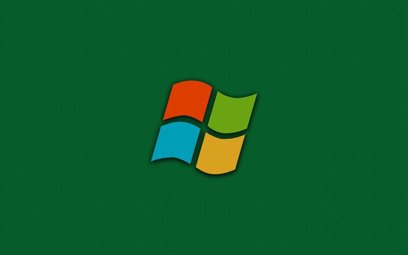 Windows logo on green background