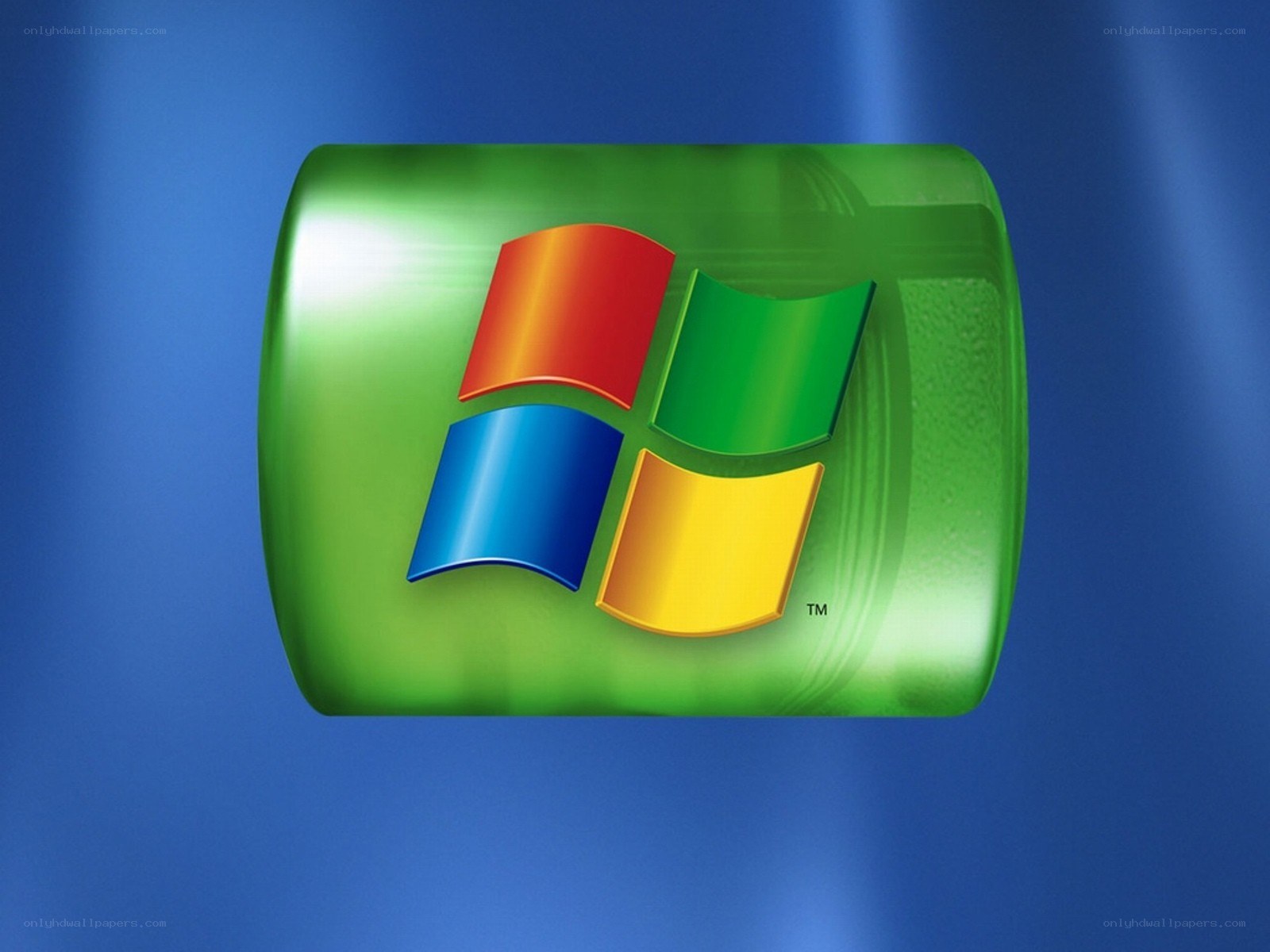 Windows logo on green cylinder