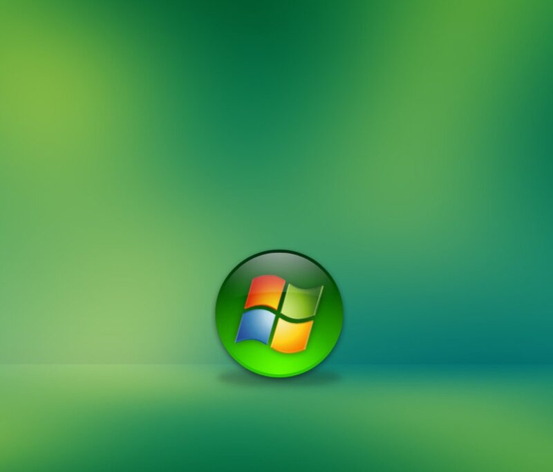 Windows Logo on Green — Minimalist, Digital Art, Blue