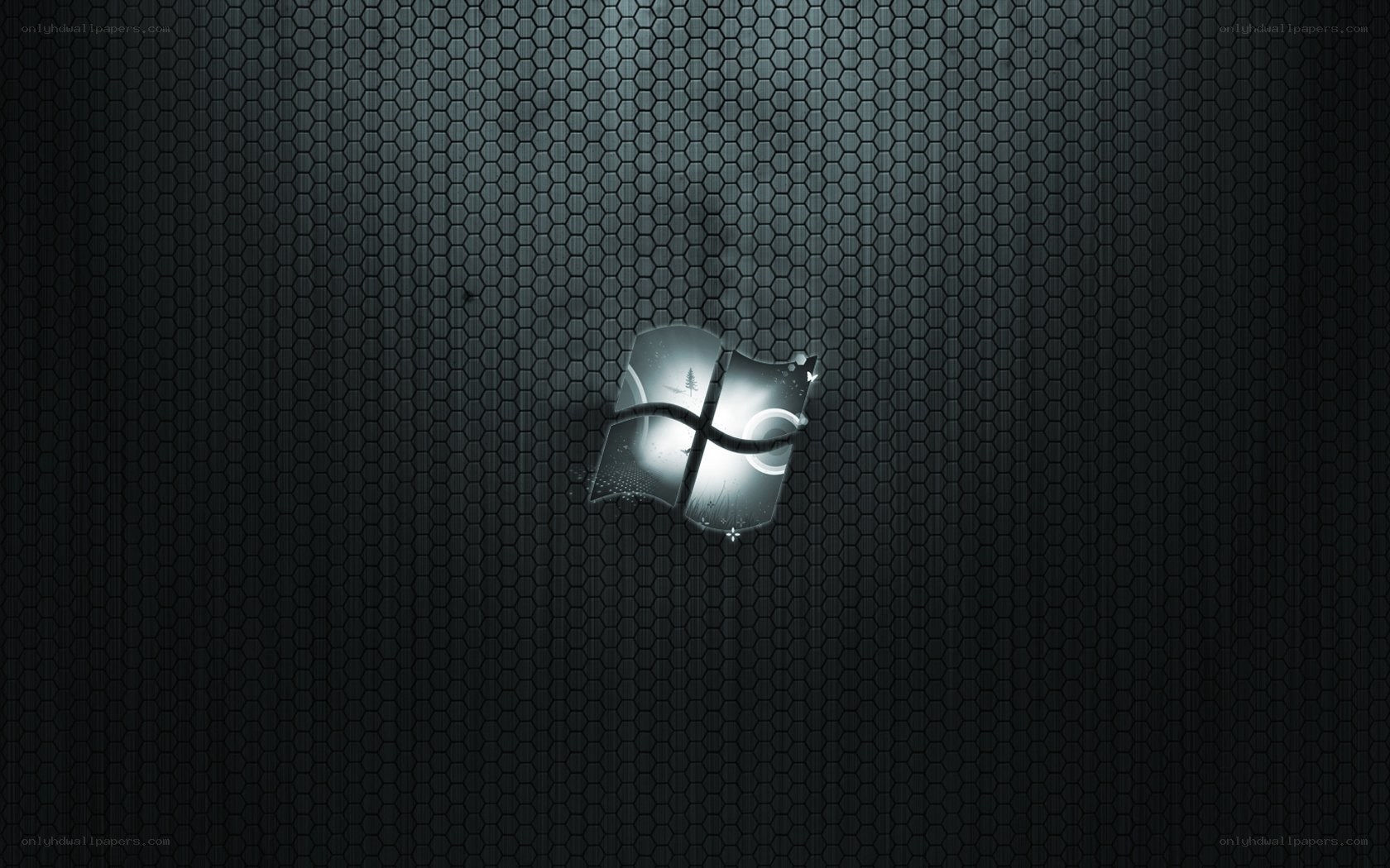 Windows logo on hexagonal background
