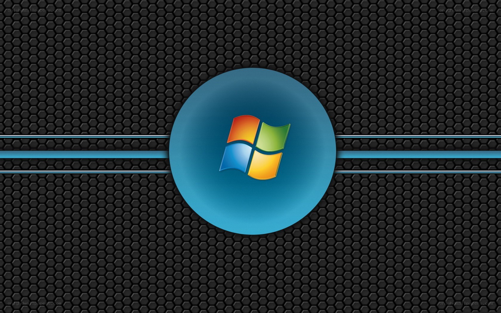 Windows logo on hexagonal background