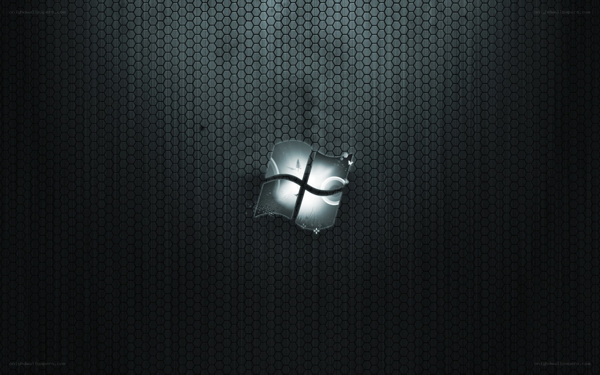 Windows logo on hexagonal background