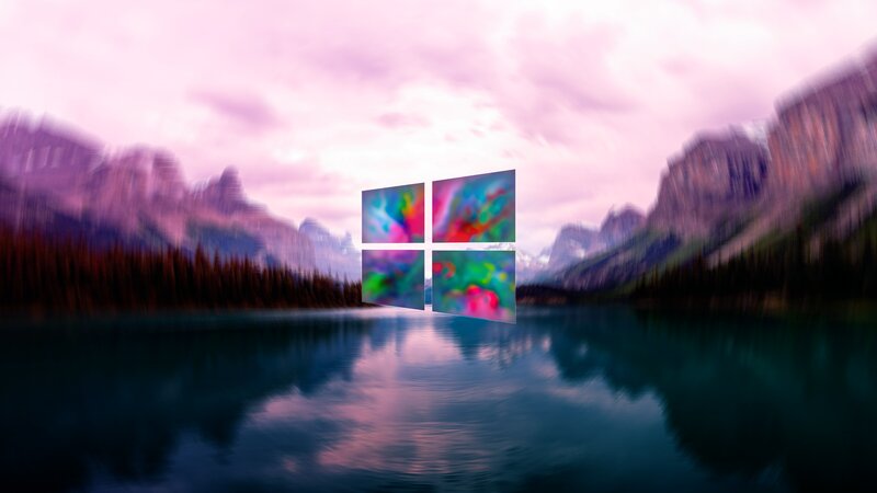 Windows Logo on Lake