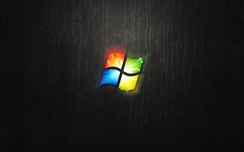 Windows logo on leather background