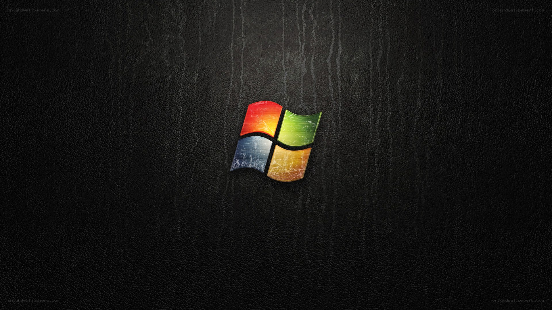 Windows logo on leather background