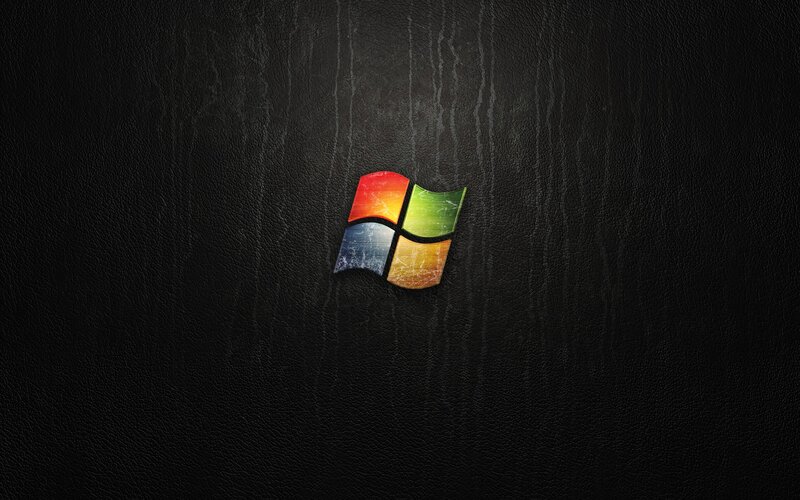 Windows Logo on Leather — Black, Dark, Digital Art