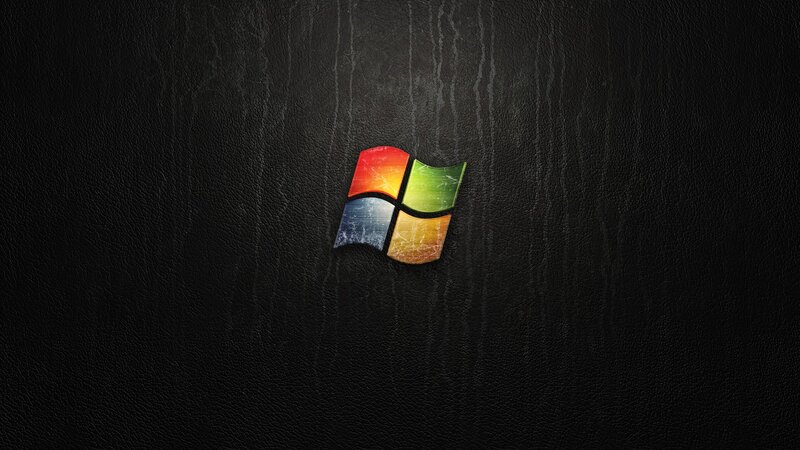 Windows Logo on Leather — Black, Dark