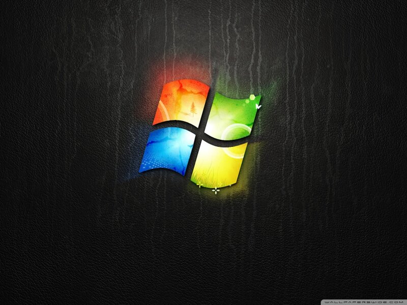 Windows Logo on Leather — Black, Dramatic, Digital Art