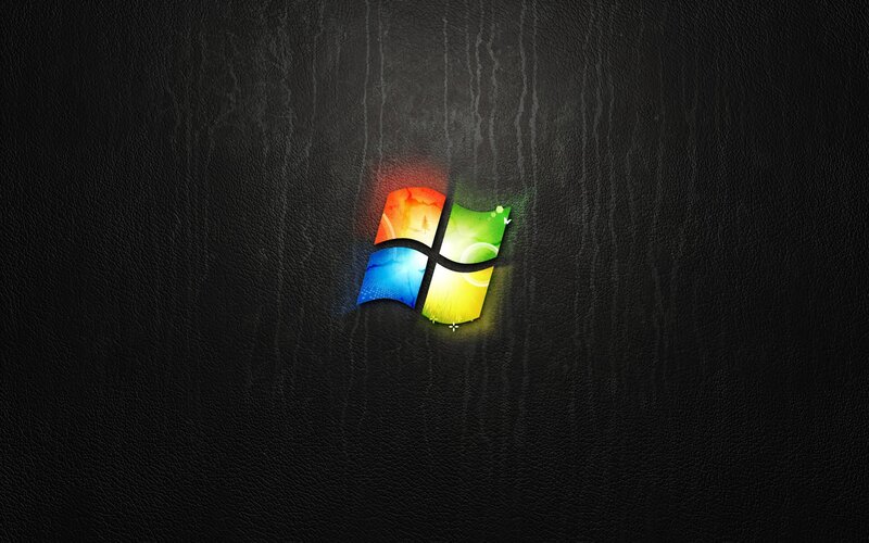 Windows Logo on Leather — Black, Dramatic
