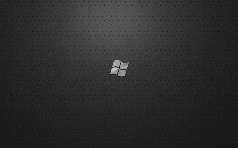Windows Logo on Leather — Black, Minimalist, Digital Art
