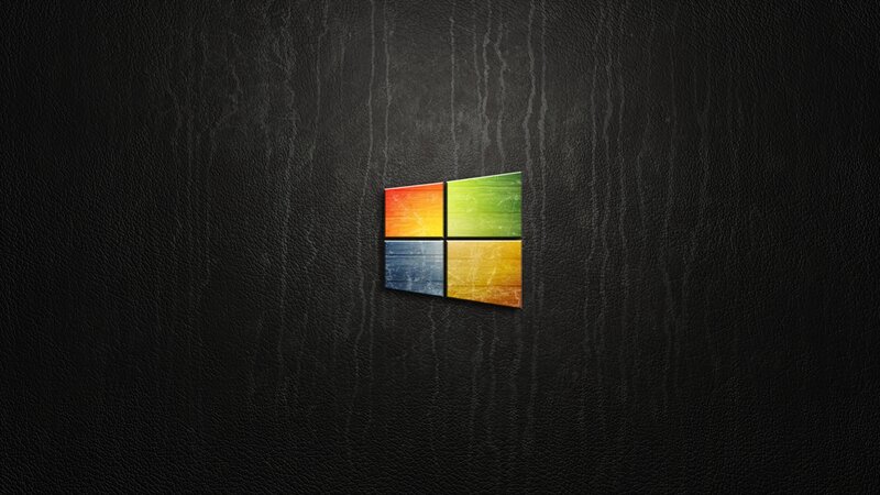 Windows Logo on Leather — Black, Minimalist
