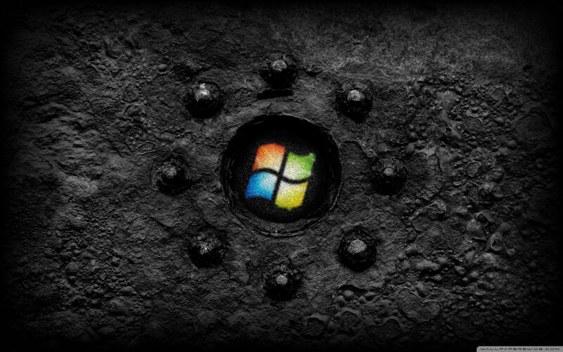 Windows Logo on Metal — Black, Dark