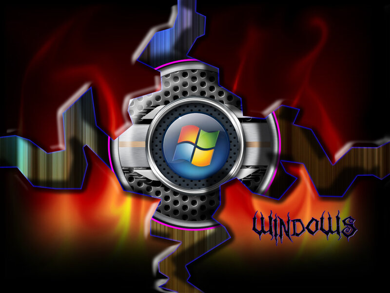 Windows Logo on Metal — Black, Dramatic, Digital Art
