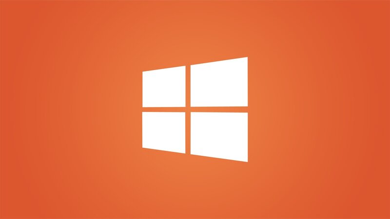 Windows Logo on Orange — Minimalist, Vector Art, White