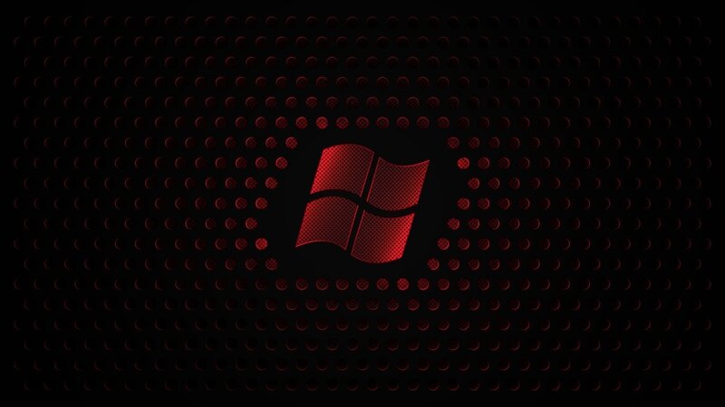 Windows Logo on Perforated Surface — Black, Dark, Sleek