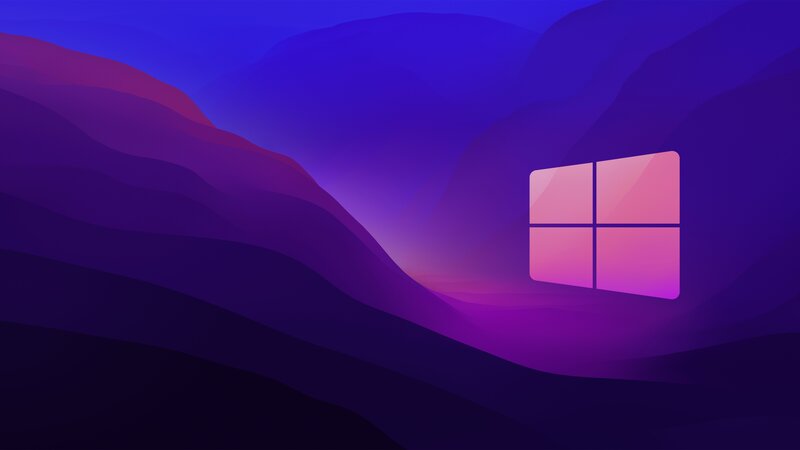 Windows Logo on Purple Landscape
