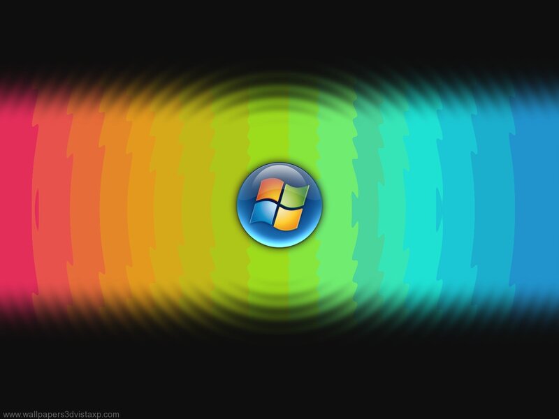 Windows logo on rainbow background