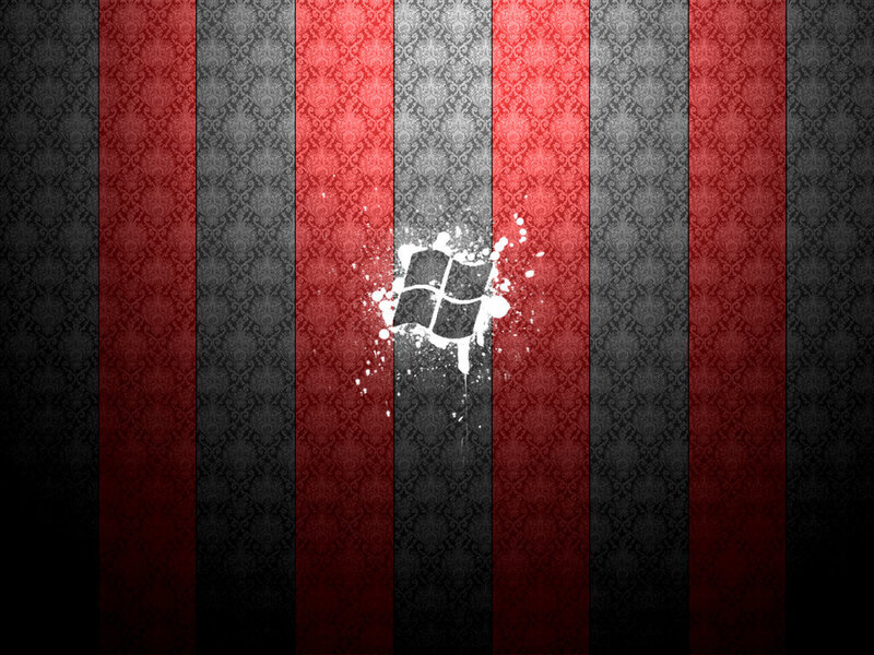 Windows logo on red and black stripes