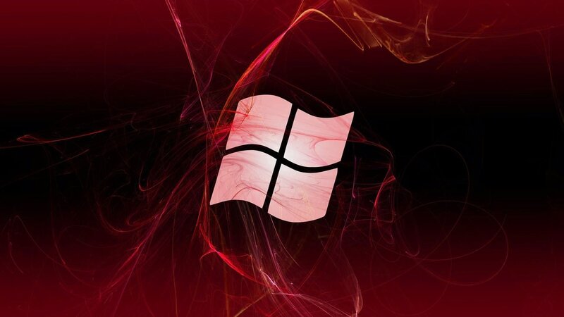 Windows Logo on Red Background — Dramatic, Digital Art, Red Smoke