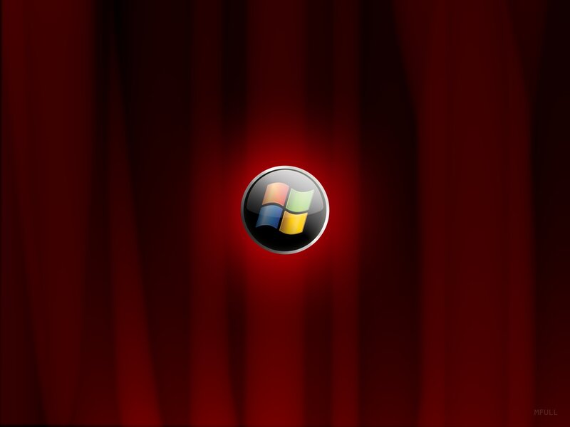 Windows Logo on Red Curtain — Dramatic
